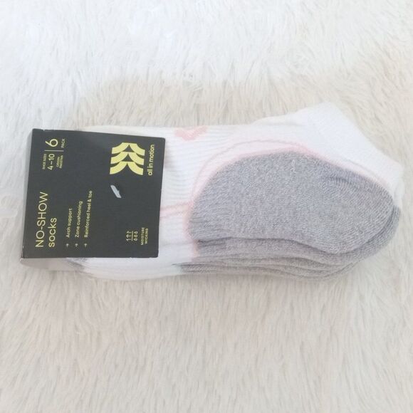 Women's 6pk All in Motion No Show Socks - Size 4-10 (Multi)- NEW!!! - Picture 1 of 4